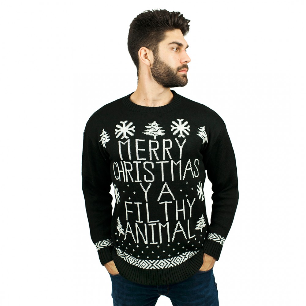 C3005 BK Men Christmas Jumper Black